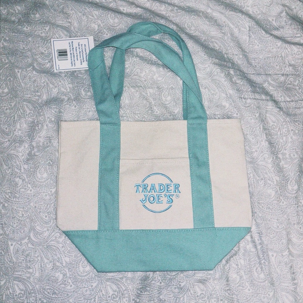 Green and Cream Trader Joe's Mini Tote Bag